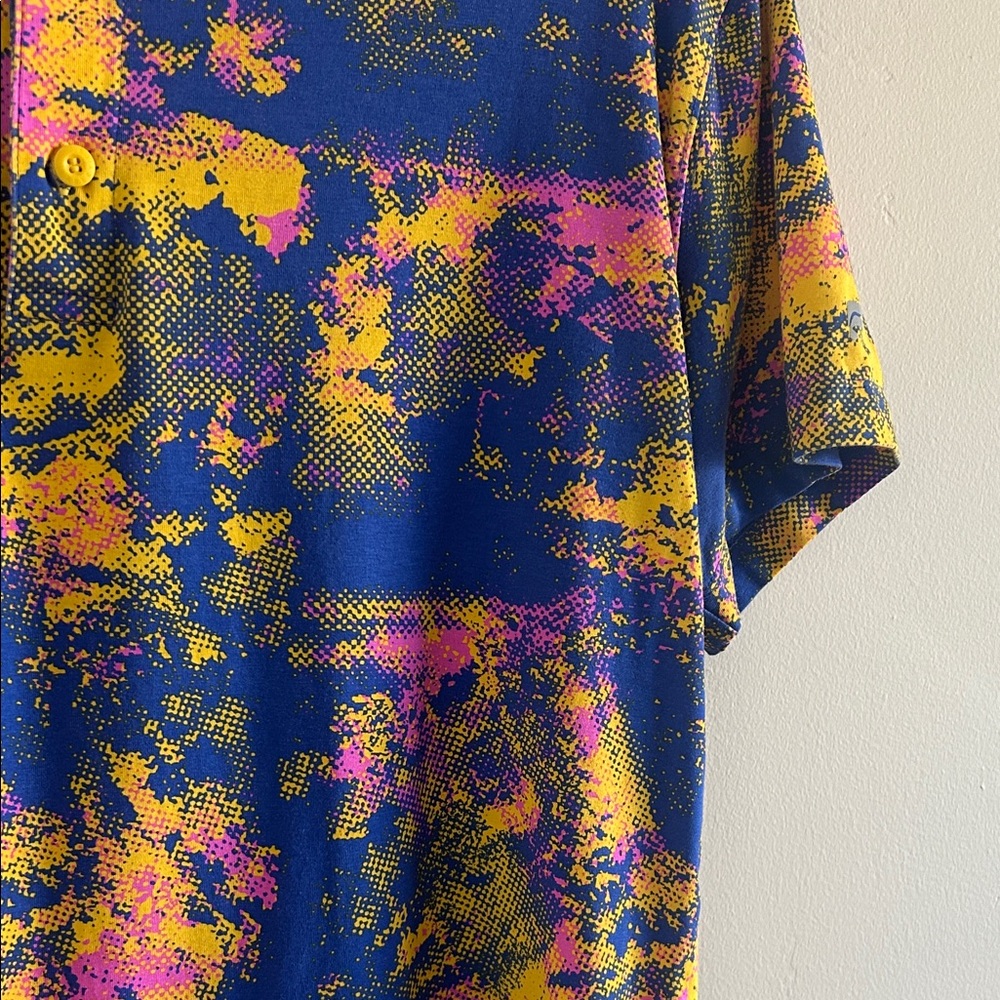 SIZE M | Men's Multicolor Abstract Print Shirt Golf Shirt - Picture 8 of 9